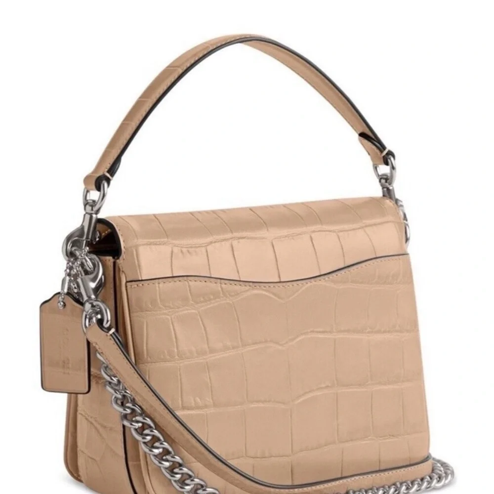 NWT Coach Embossed Croc Leather Cassie 19 bag in beige with cherry charm - Picture 7 of 15